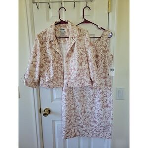 Perceptions Jacket Dress Size 8 Pink Floral Lightweight Summer Casual Beach